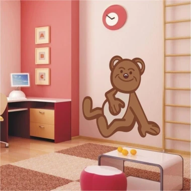 Charming bear sticker 0958 in a pastel nursery, perfect for a cheerful decor.