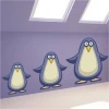 Charming pastel penguin sticker 0966, perfect for a child\'s room, adding a joyful touch.