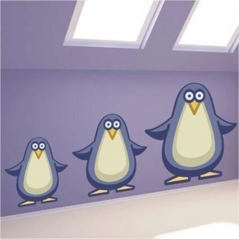 Charming pastel penguin sticker 0966, perfect for a child\'s room, adding a joyful touch.