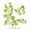 Vibrant flower and butterfly pattern in fresh green, perfect for a cheerful children\'s room.
