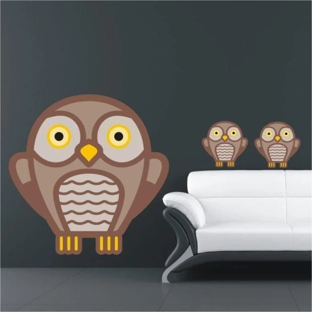 Charming owl sticker 0961, perfect for a child\'s room, creates a joyful atmosphere on the wall.