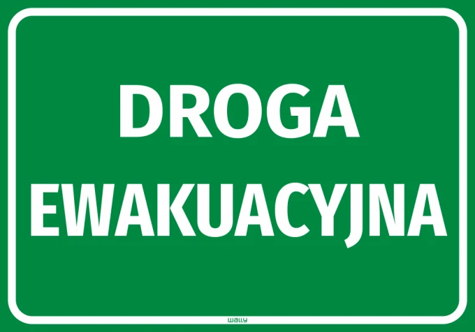 Evacuation route sticker - graphic design. Green background with white text: EVACUATION ROUTE.
