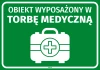 Informative sticker: Facility equipped with a medical bag. Green background with a white medical bag illustration.