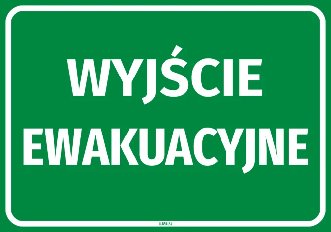 Emergency exit information sticker - graphic design. Green background with white text EXIT.