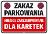 No parking sticker Reserved for ambulances - Graphic design. Rectangle with red and blue symbols.