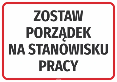 Leave Order at Workstation Sticker - Graphic Design. Large black text on a white background with a red border.