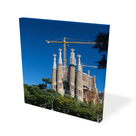 Canvas print from a photo 60x90 cm - Urban space arrangement. Features a building with towers and cranes.