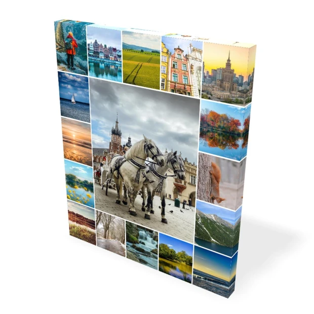Canvas print from a photo 80x120 cm - Graphic design featuring a variety of images in a collage format.
