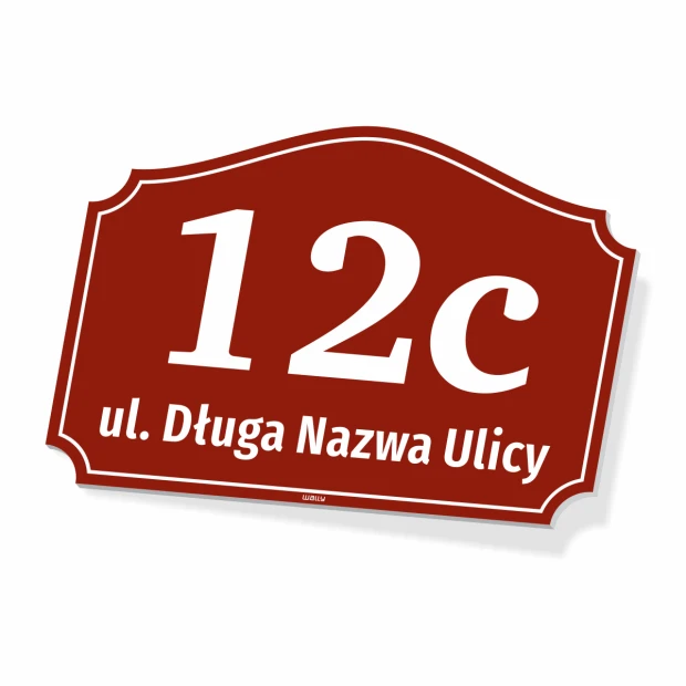Address plaque for home or fence - Graphic design. Rectangular plaque with rounded corners and white text.