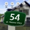 Address plaque with house number and street name - Rectangular design with rounded corners.