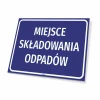 Safety sign for waste storage - Simple rectangular design with blue background and white text.