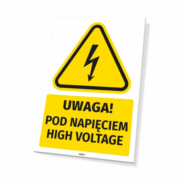 Warning sign: Caution! High voltage - Graphic design. Triangle with lightning symbol on a yellow background.