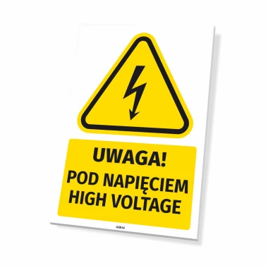 Warning sign: Caution! High voltage - Graphic design. Triangle with lightning symbol on a yellow background.