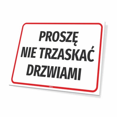 Please do not slam the door sign - Simple rectangular design with a white background and red border.