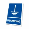 Grounded sign with grounding icon - simple rectangular design with blue background and white elements.