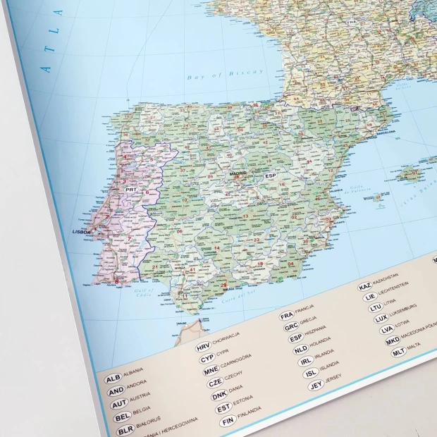 Dry-erase chalkboard film with custom print - Graphic design. Map of the Iberian Peninsula with borders.