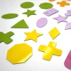 Custom dry-erase magnet in small sizes - Graphic design. Shapes in green, yellow, and purple colors.