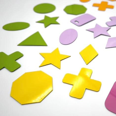 Custom dry-erase magnet - Graphic design. Set of colorful shapes: stars, triangles, circles, rectangles.