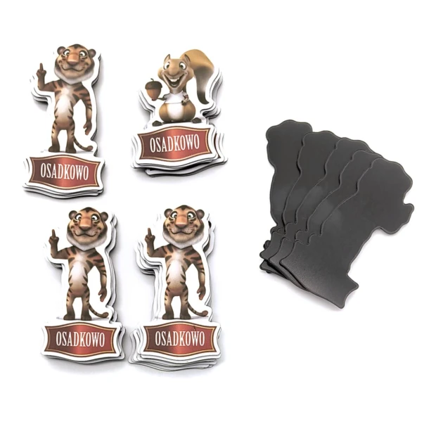 Custom magnetic mat in small size - Graphic design featuring smiling animal characters and text.