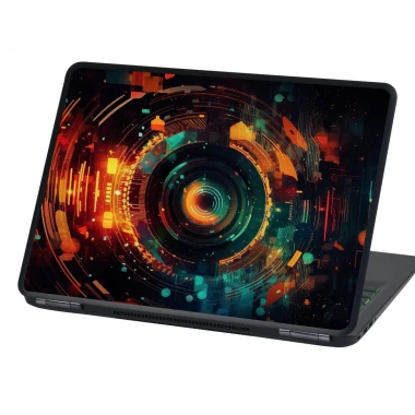 Abstract laptop sticker P531 - Graphic design featuring concentric circles in vibrant colors.