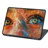 Laptop sticker with eyes and face P535 - Graphic design featuring colorful eyes and abstract patterns in the background.