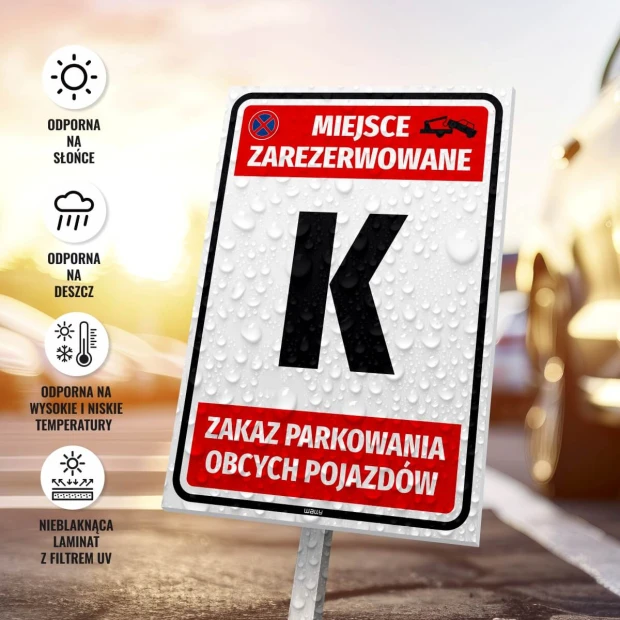 Reserved parking sign with space for number or letter - Graphic design. Red text on white background.