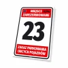 Reserved parking sign with space for number or letter - Graphic design. Red and black text.