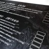 Chalkboard magnetic foil with custom print - white text and plant patterns on a black background.