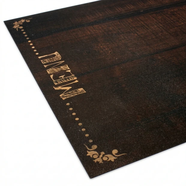 Chalkboard magnetic foil with custom print - features a dark background and light, simple text.