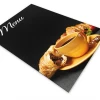 Chalkboard magnetic foil with custom print - features a plate with a cup and croissant on a black background.