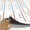 Magnetic dry-erase film with custom print - Graphic design featuring horizontal blue lines.