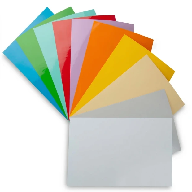 Magnetic dry-erase film - Graphic design. Two smooth, rectangular yellow sheets.