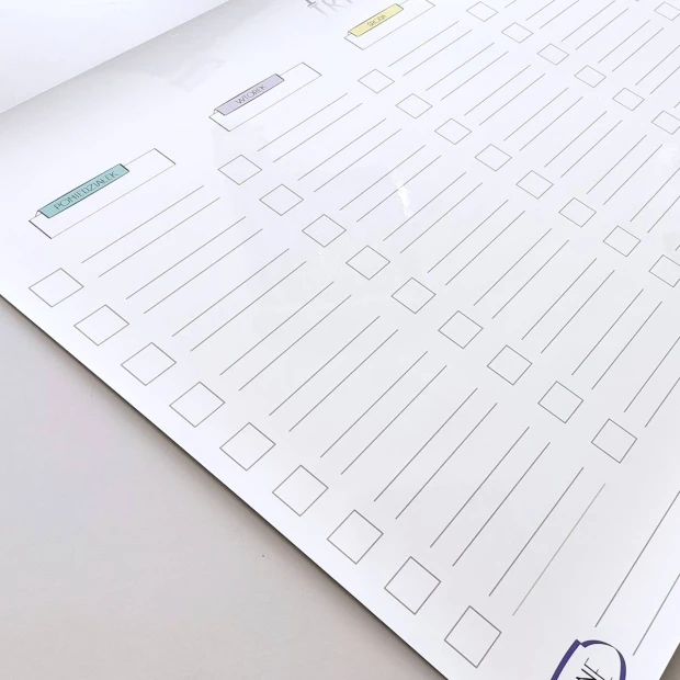 Magnetic dry-erase film with custom print - Graphic design. Simple grid with rectangles and lines.