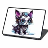 Cyber Cat P554 Laptop Sticker - Graphic design featuring a cat with large blue eyes, headphones, and futuristic armor.