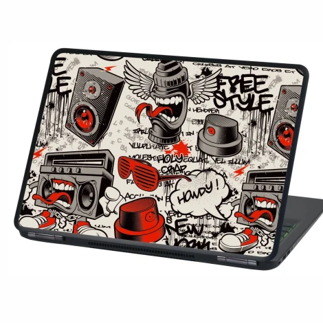 Laptop sticker Free Style Graffiti P549 - Graphic design featuring music and culture elements.