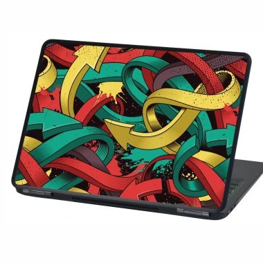 Laptop sticker Graffiti P544 - Colorful arrows in green, red, and yellow on a black background.