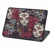 Laptop sticker Oriental Masks P545 - Graphic design featuring masks, waves, flowers, and circles.