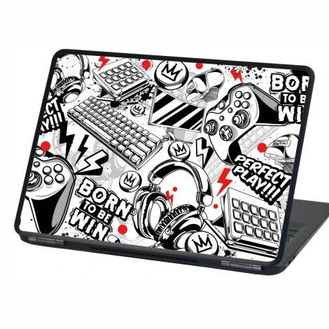 Laptop sticker Perfect Play P550 - Graphic design featuring gaming elements like controllers.