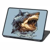 Shark Laptop Sticker P553 - Graphic design of a shark with an open mouth in water on a blue background.