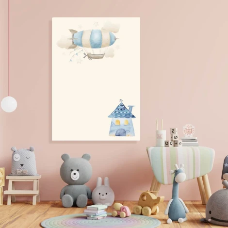 Magnetic dry-erase board for kids, Airship House 594 - Ideal for a bright children\'s room decor.