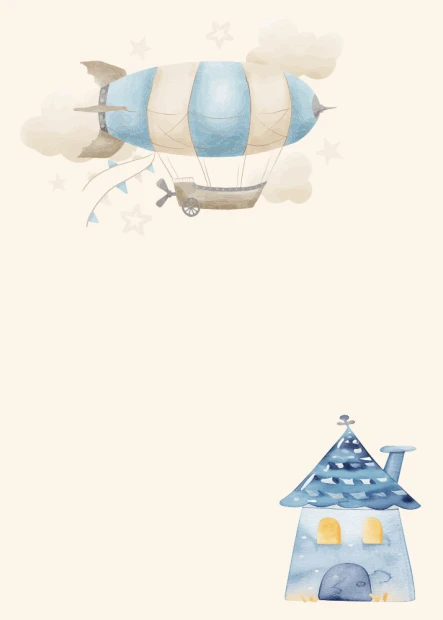Magnetic dry-erase board for kids, featuring a light background with a balloon and house design.