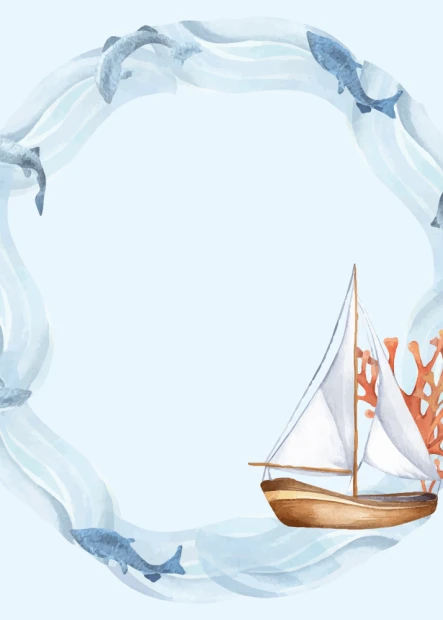 Magnetic whiteboard for kids with a sailboat design on a blue background.