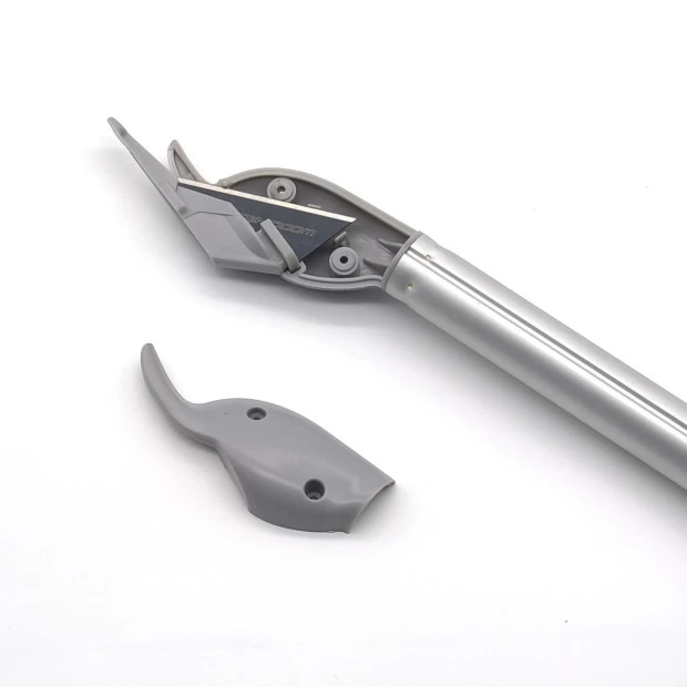Safe extendable knife - Graphic design. Tool with blade and extension in shades of gray.