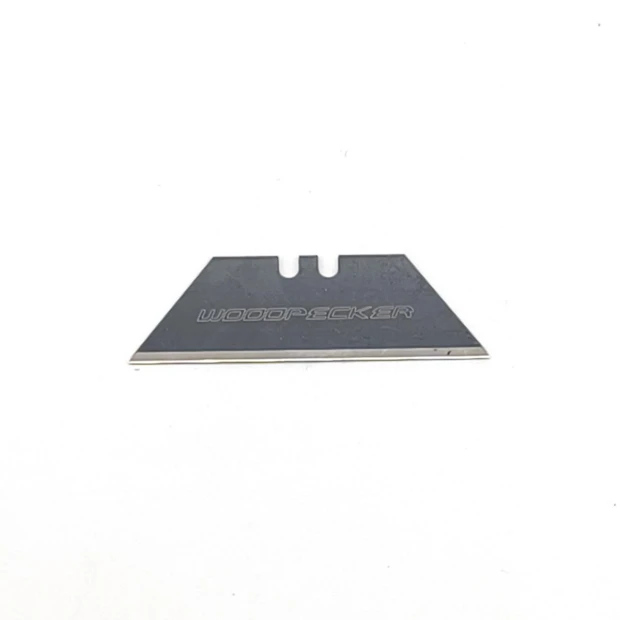 Safe extendable knife - Graphic design. Metallic trapezoidal blade with logo.