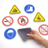 Custom magnetic mat in small size - Graphic design featuring various warning signs in yellow.