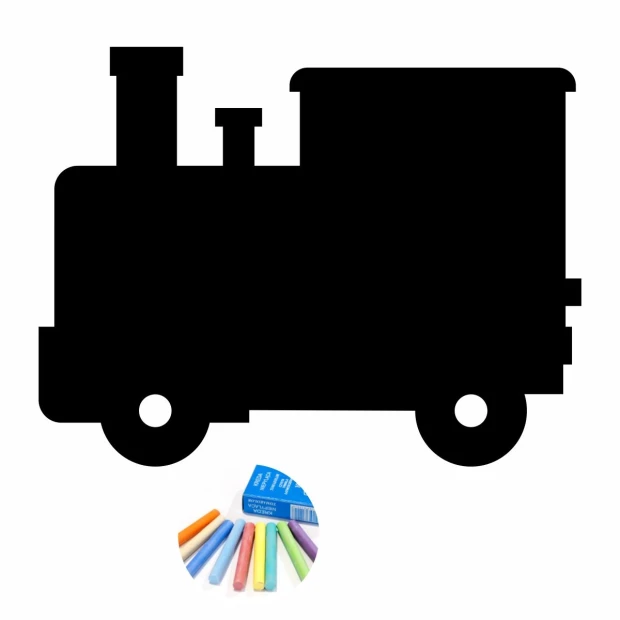 Chalkboard sticker for kids - Locomotive design with simple shapes and large silhouette.