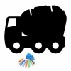 Chalkboard sticker for boys\' room, featuring a black outline of a cement mixer with wheels and colorful accents.