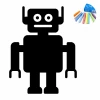 Chalkboard sticker for kids to write and draw - Robot design with simple shapes and large eyes.