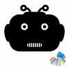 Chalk sticker for kids Robot Head 419 - Features a black robot head with large eyes.
