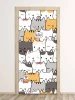 Child\'s room door sticker Cats FP 6341 - Graphic design with colorful cats in various poses on a white background.